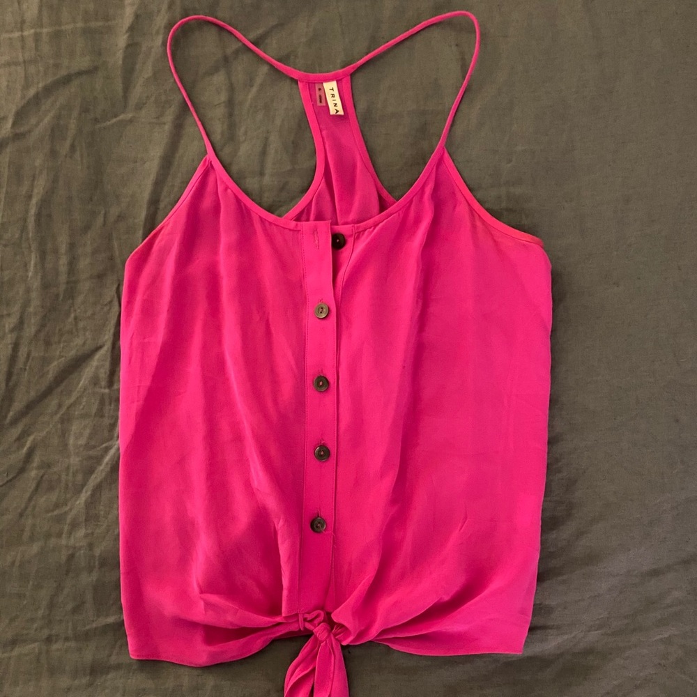 Hot pink 100% silk Trina Turk tank top